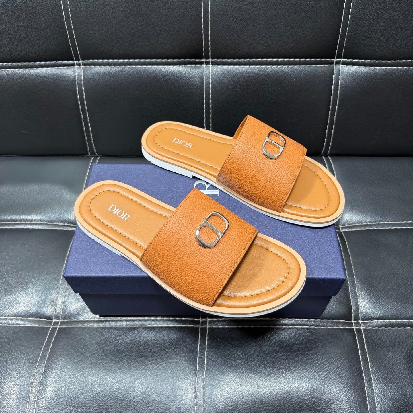 Dior Men's Pebbled Leather and Suede Slides – Spring/Summer Collection 2025