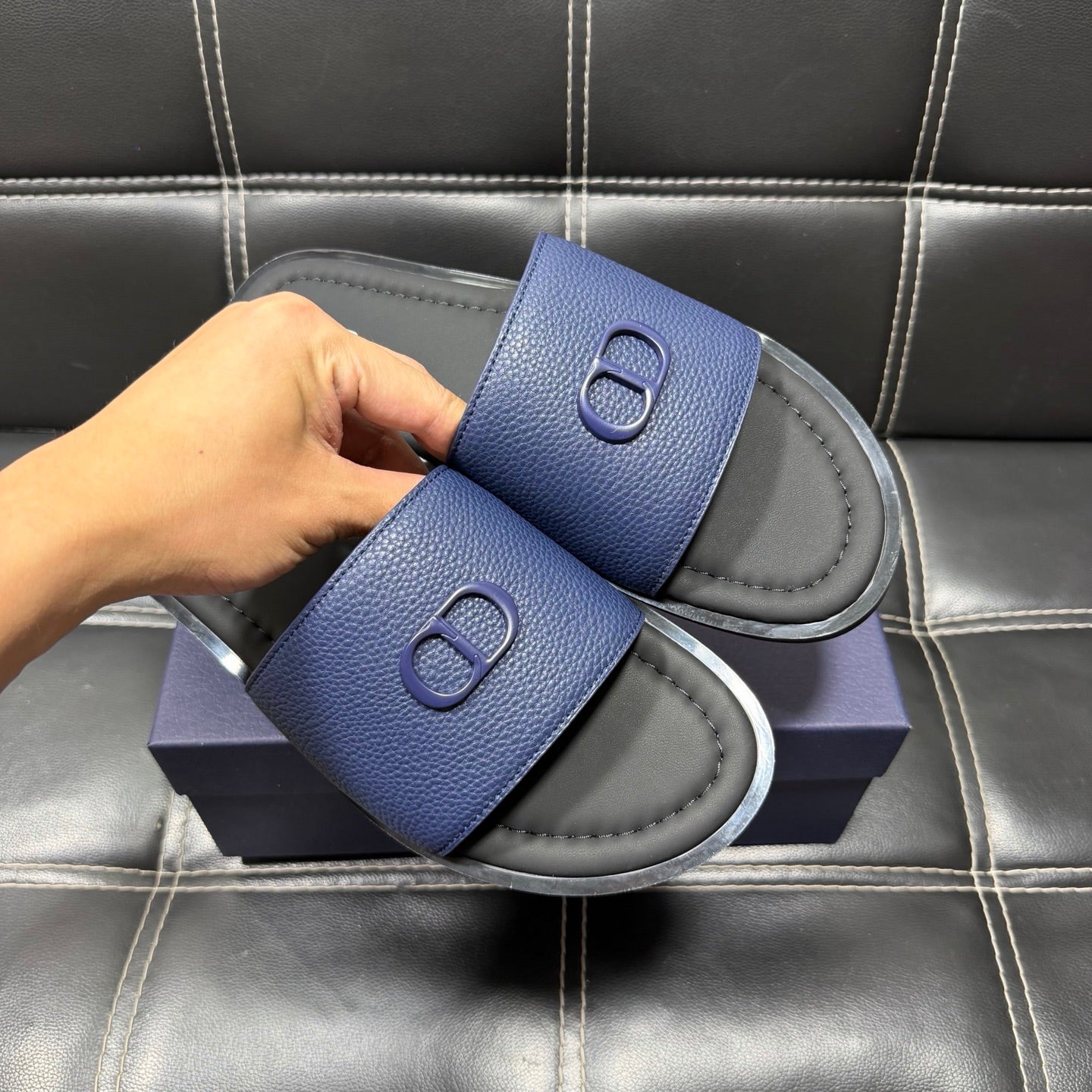 Dior Men's Pebbled Leather and Suede Slides – Spring/Summer Collection 2025