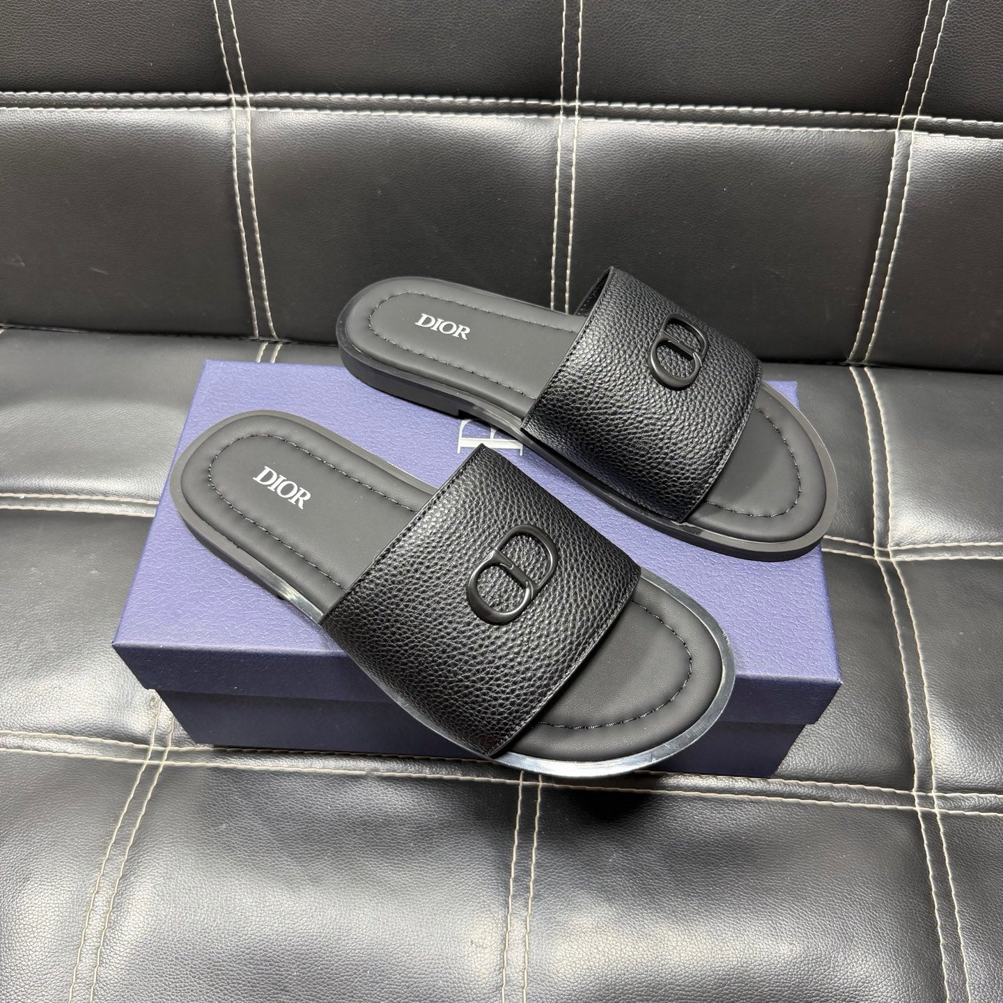 Dior Men's Pebbled Leather and Suede Slides – Spring/Summer Collection 2025