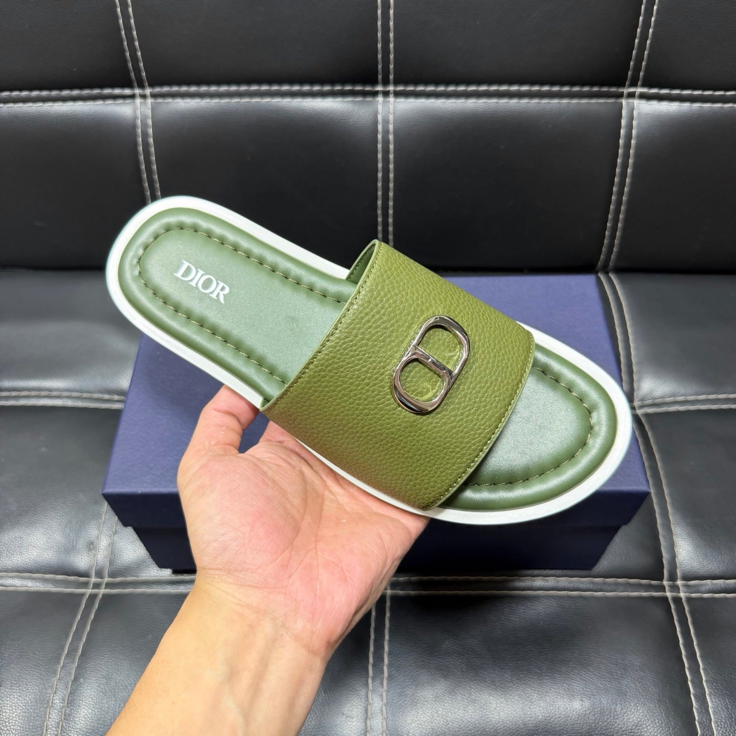 Dior Men's Pebbled Leather and Suede Slides – Spring/Summer Collection 2025