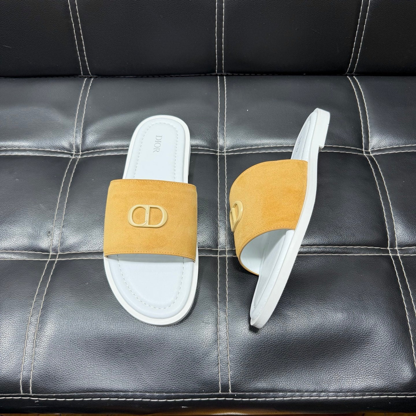 Dior Men's Pebbled Leather and Suede Slides – Spring/Summer Collection 2025