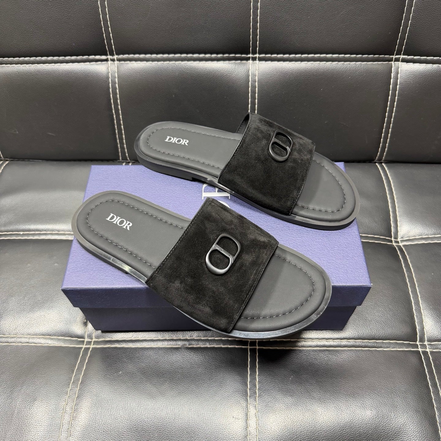 Dior Men's Pebbled Leather and Suede Slides – Spring/Summer Collection 2025