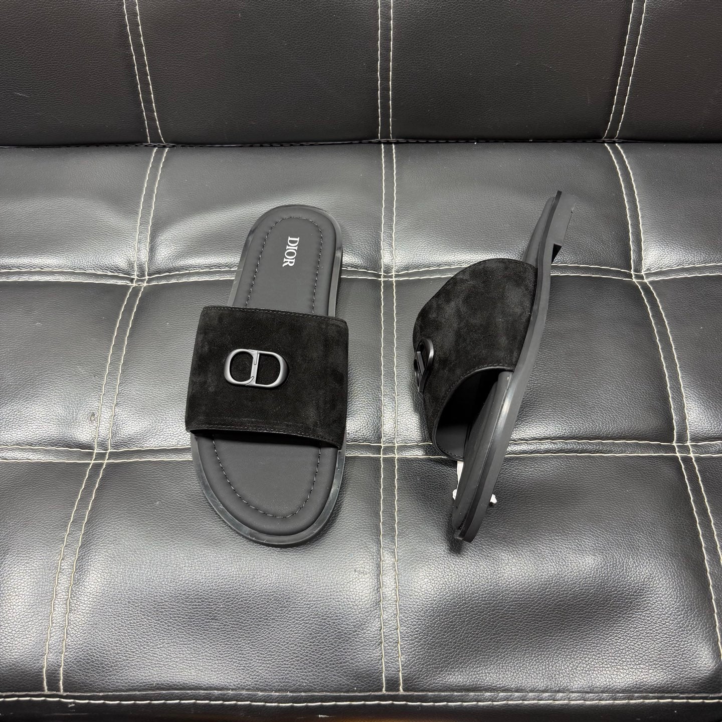 Dior Men's Pebbled Leather and Suede Slides – Spring/Summer Collection 2025