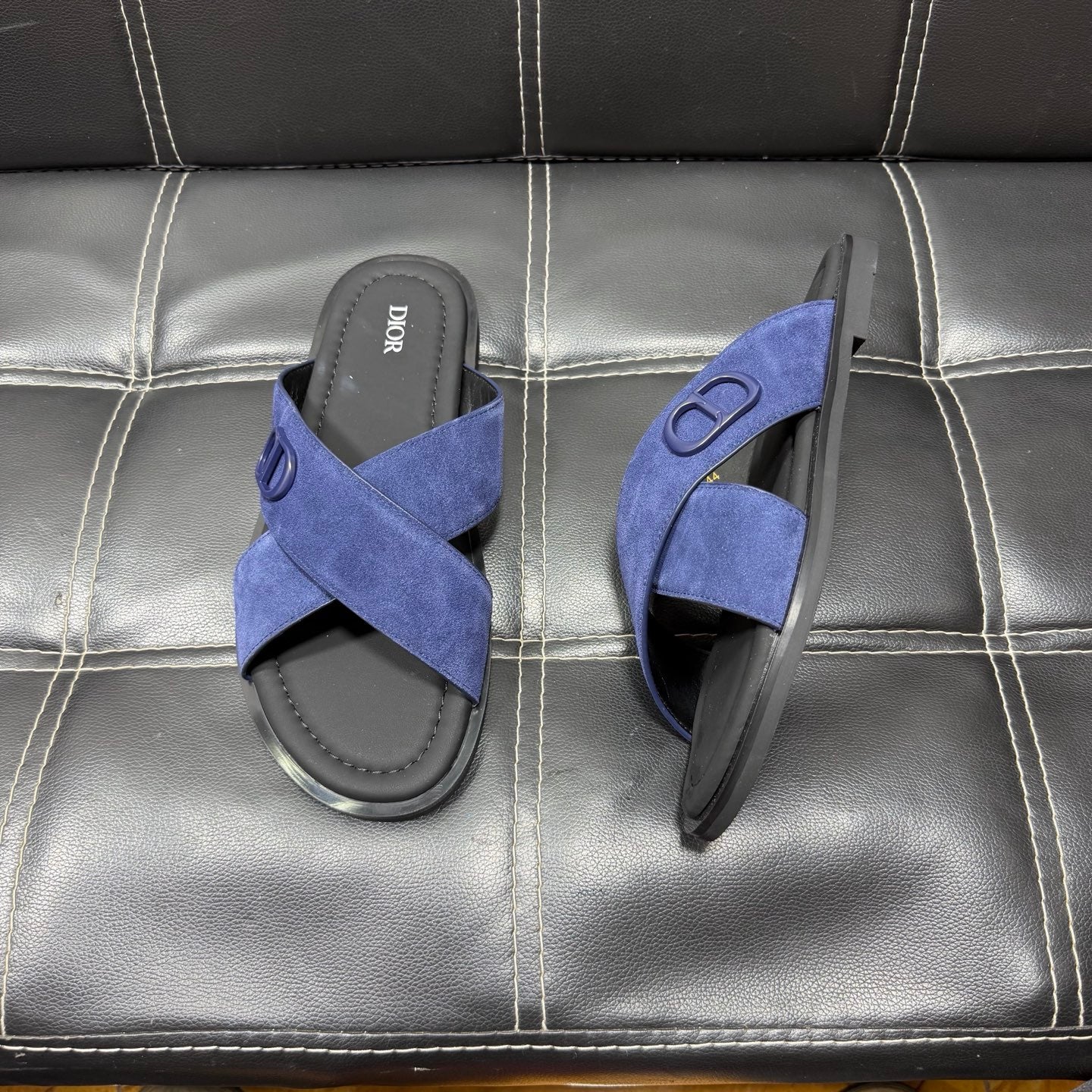 Dior Men's Pebbled Leather and Suede Slides – Spring/Summer Collection 2025