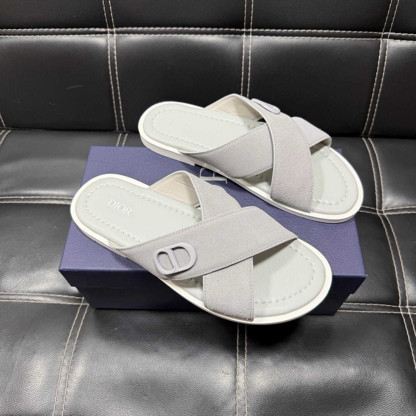 Dior Men's Pebbled Leather and Suede Slides – Spring/Summer Collection 2025