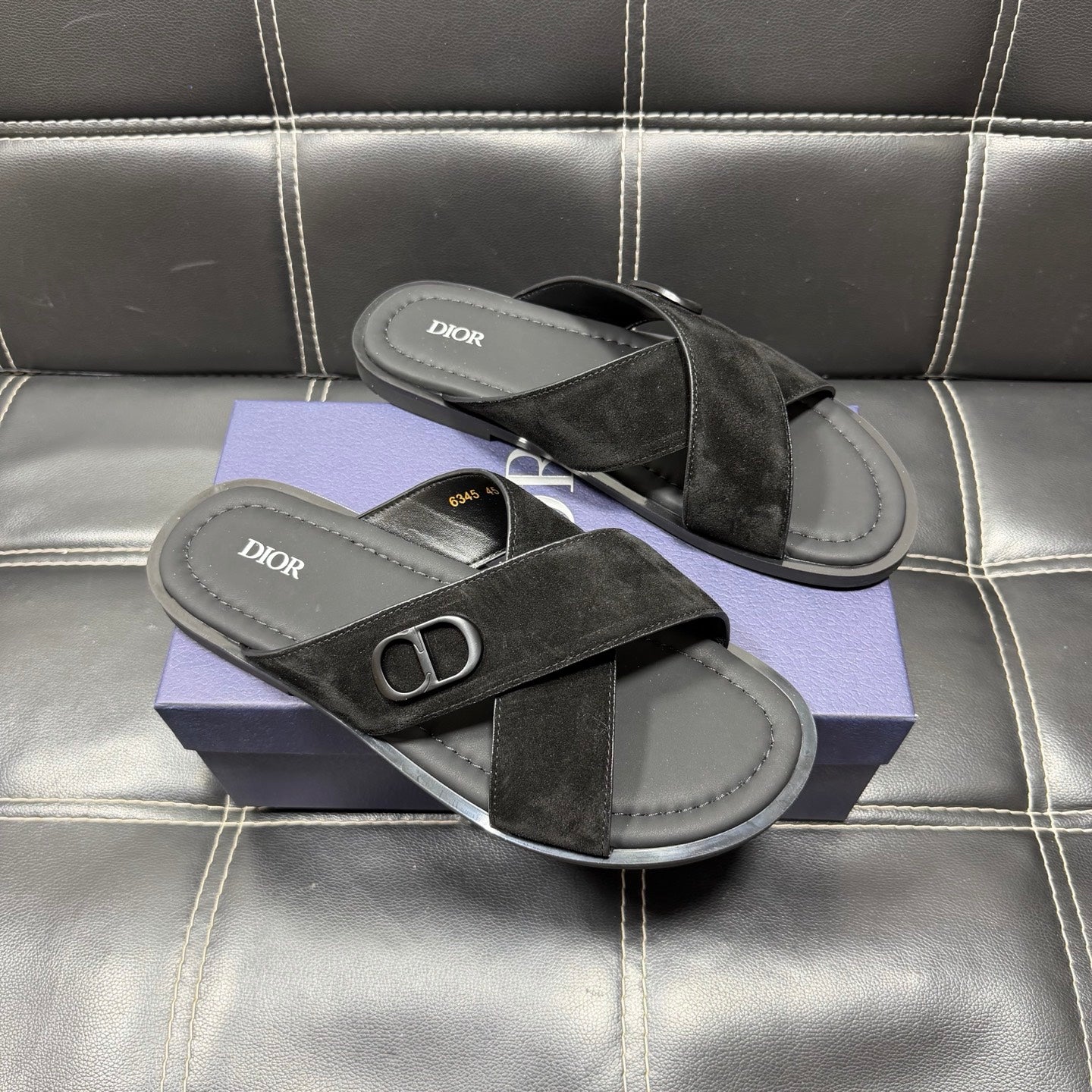 Dior Men's Pebbled Leather and Suede Slides – Spring/Summer Collection 2025