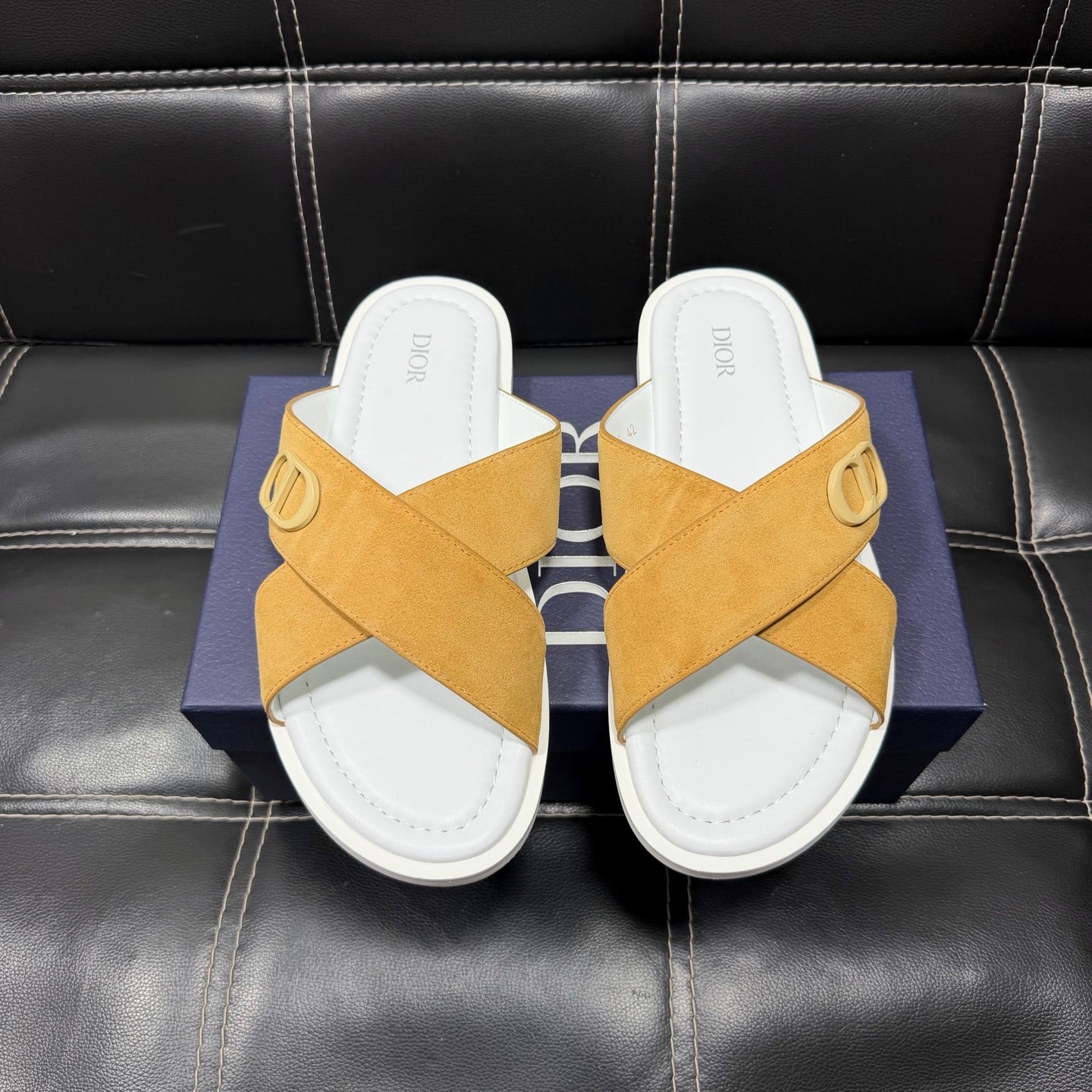 Dior Men's Pebbled Leather and Suede Slides – Spring/Summer Collection 2025