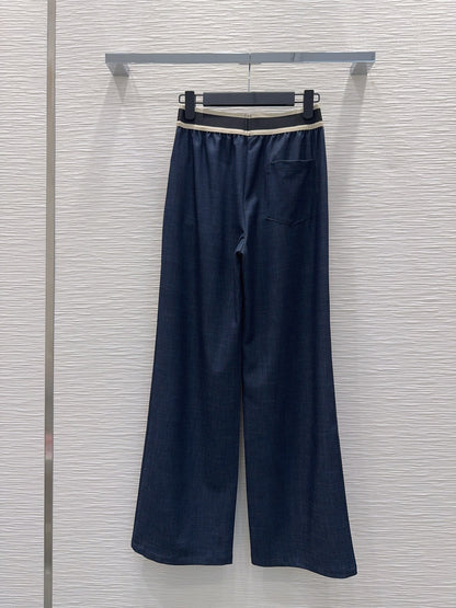 Celine Triomphe Embroidered Wide-Leg Jeans