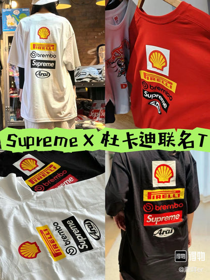 Supreme x DUCATI Logo Print Heavyweight T-Shirt