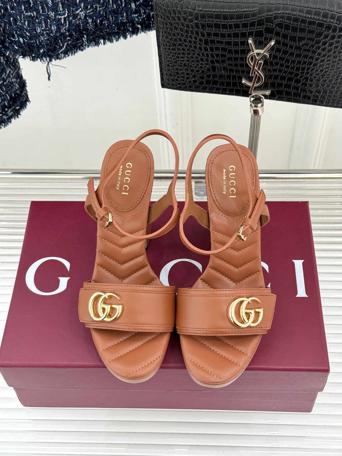 Gucci Metal Double G Platform Heeled Sandals – 26WF