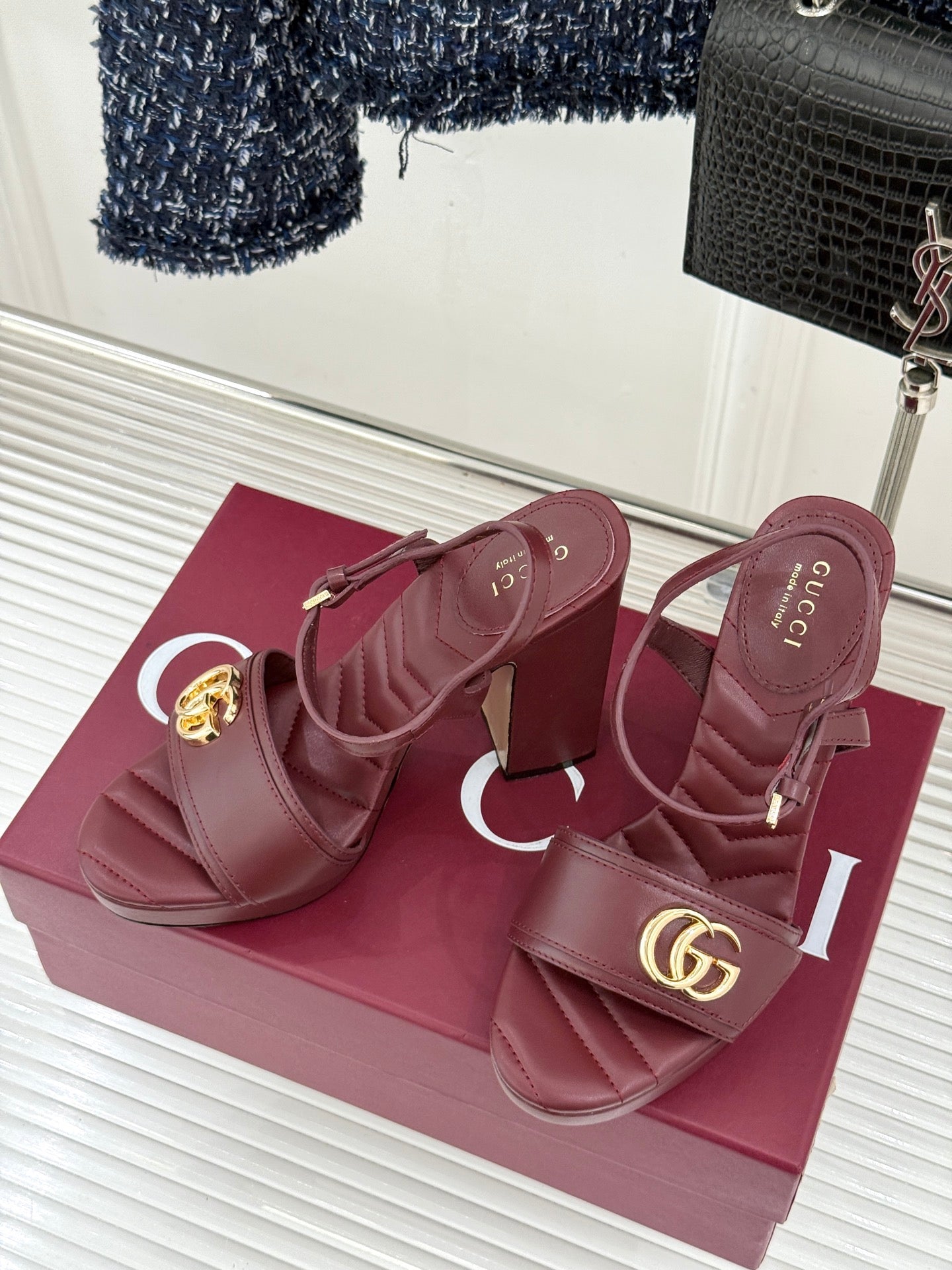 Gucci Metal Double G Platform Heeled Sandals – 26WF