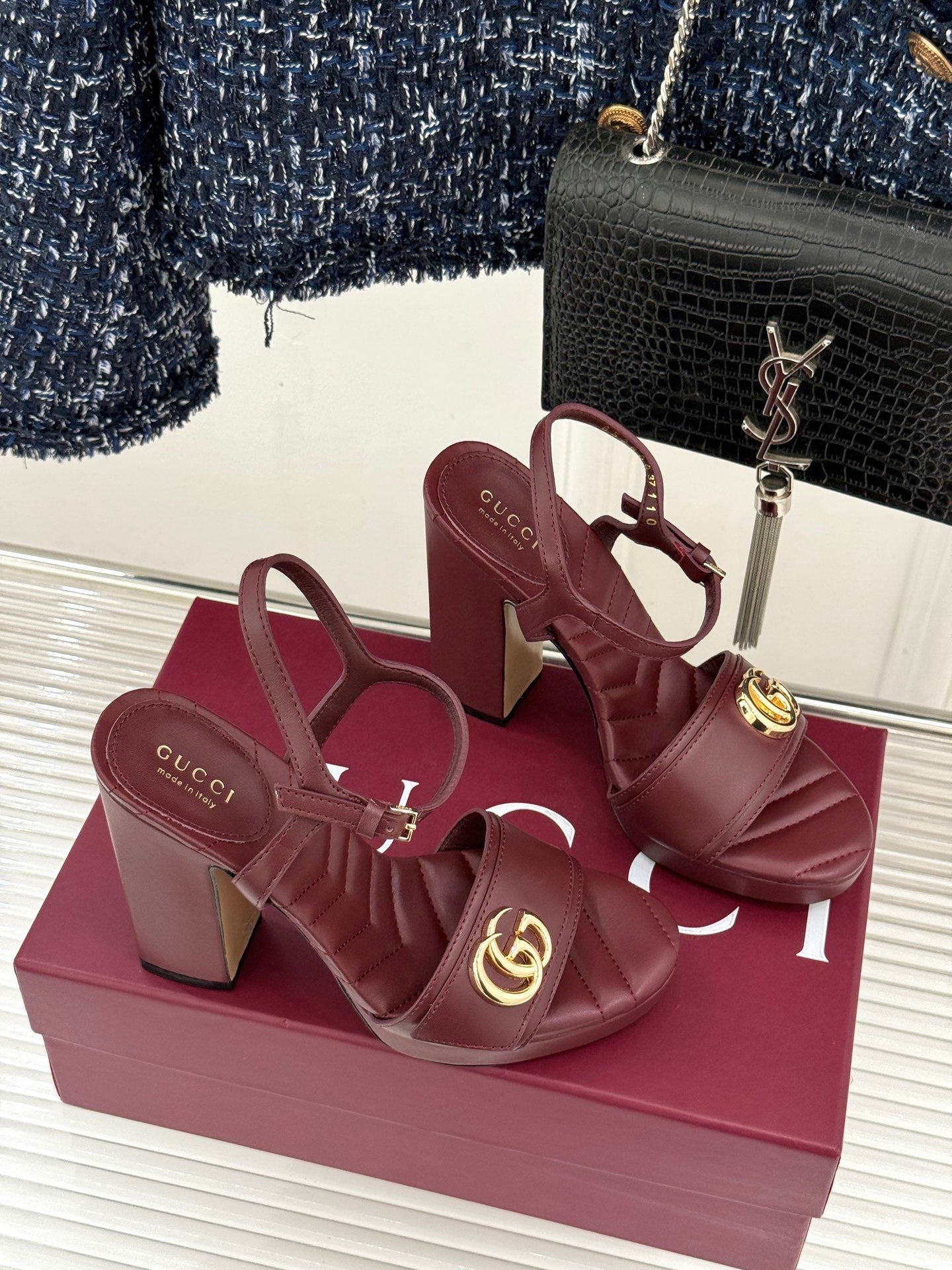 Gucci Metal Double G Platform Heeled Sandals – 26WF