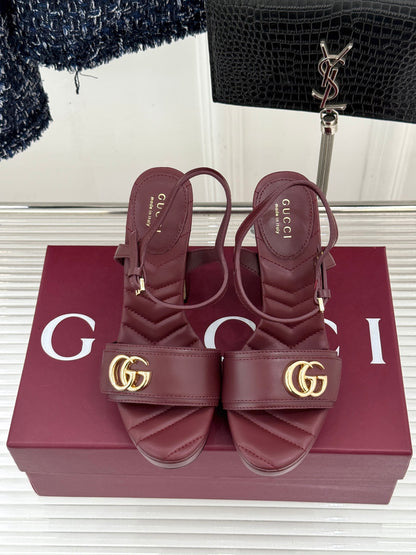 Gucci Metal Double G Platform Heeled Sandals – 26WF