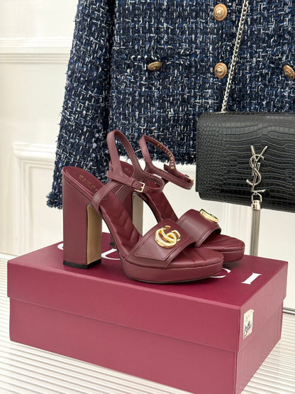 Gucci Metal Double G Platform Heeled Sandals – 26WF
