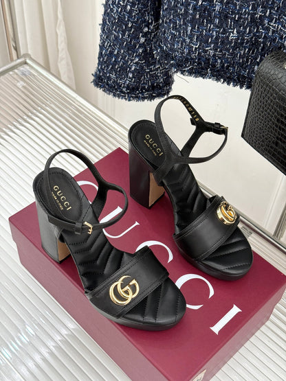 Gucci Metal Double G Platform Heeled Sandals – 26WF