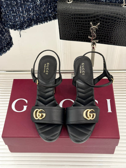 Gucci Metal Double G Platform Heeled Sandals – 26WF