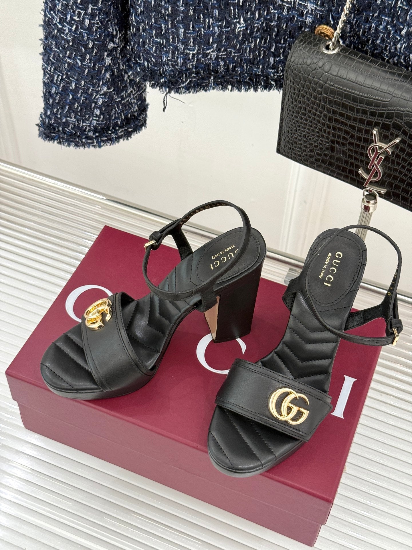 Gucci Metal Double G Platform Heeled Sandals – 26WF