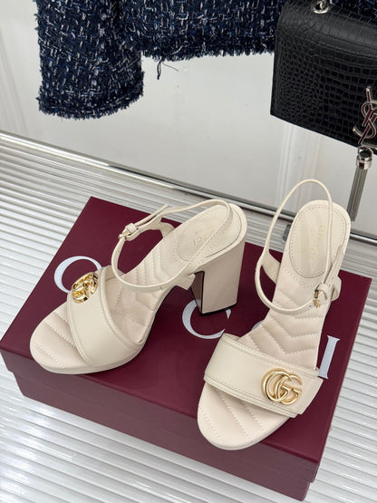Gucci Metal Double G Platform Heeled Sandals – 26WF