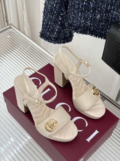 Gucci Metal Double G Platform Heeled Sandals – 26WF
