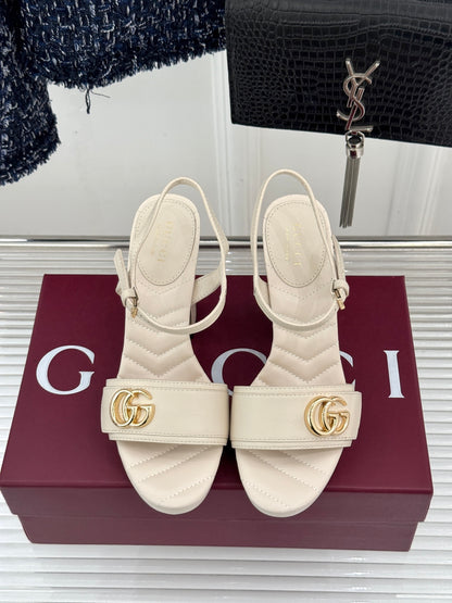 Gucci Metal Double G Platform Heeled Sandals – 26WF