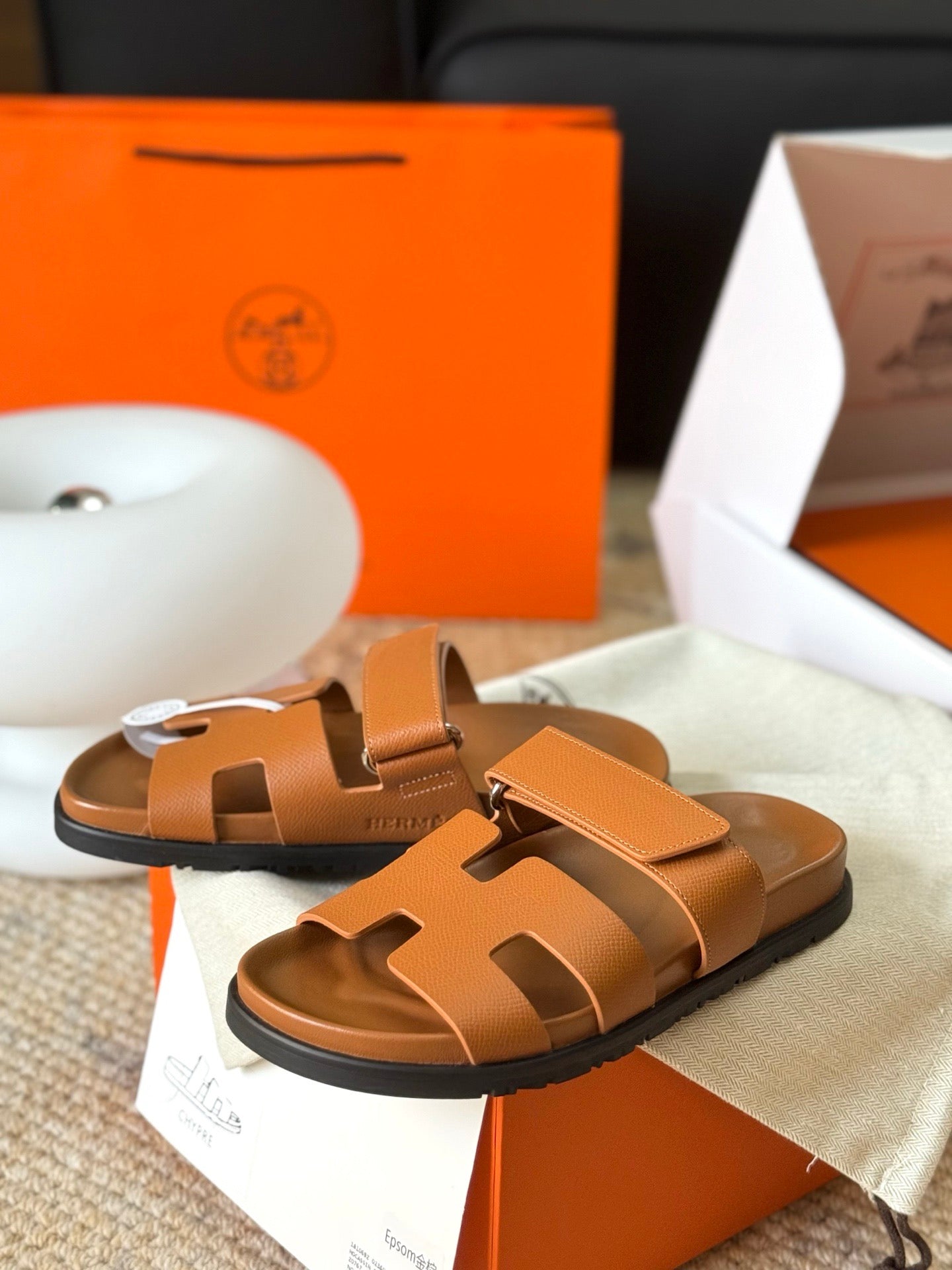 Hermès Chypre Leather Sandals