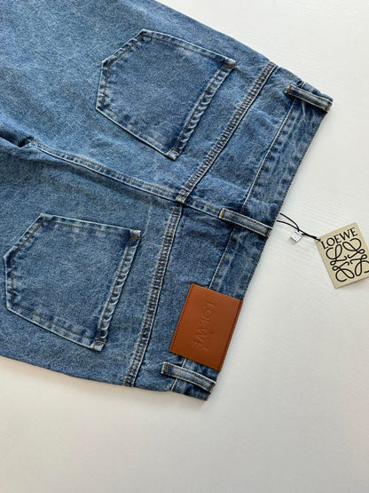 Loewe Anagram Laser-Cut Denim Shorts