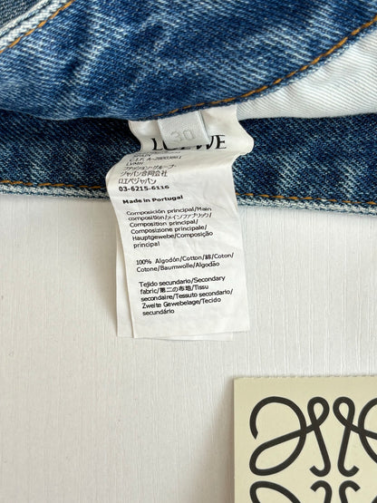 Loewe Anagram Laser-Cut Denim Shorts