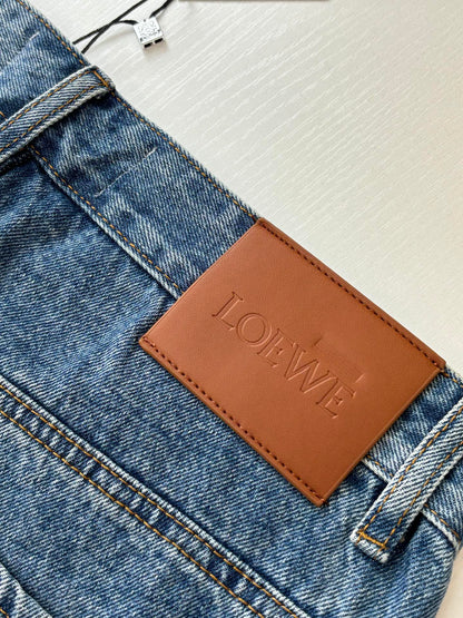 Loewe Anagram Laser-Cut Denim Shorts