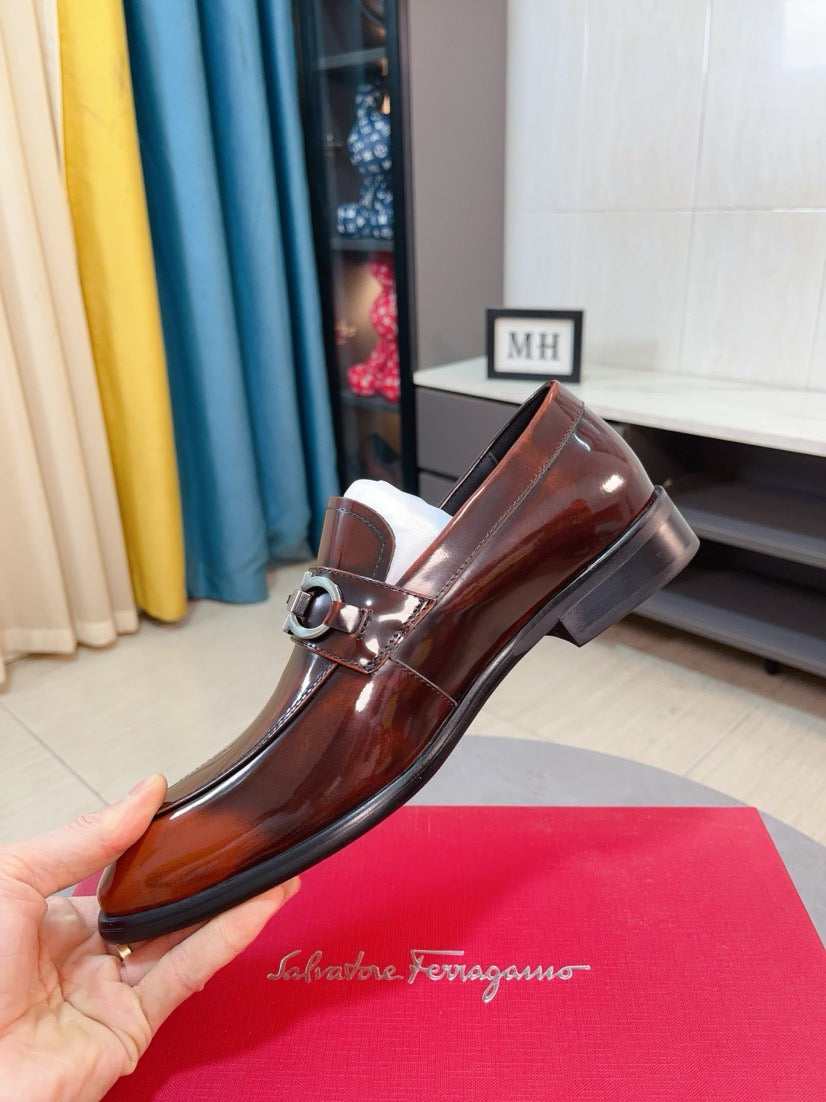 Ferragamo Leather Business Slip-On Loafers