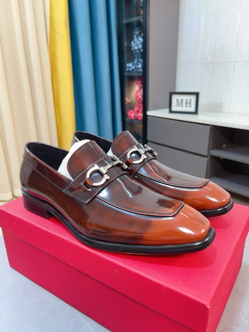 Ferragamo Leather Business Slip-On Loafers