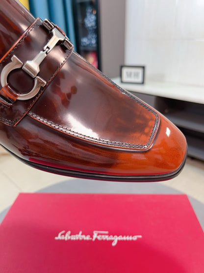Ferragamo Leather Business Slip-On Loafers