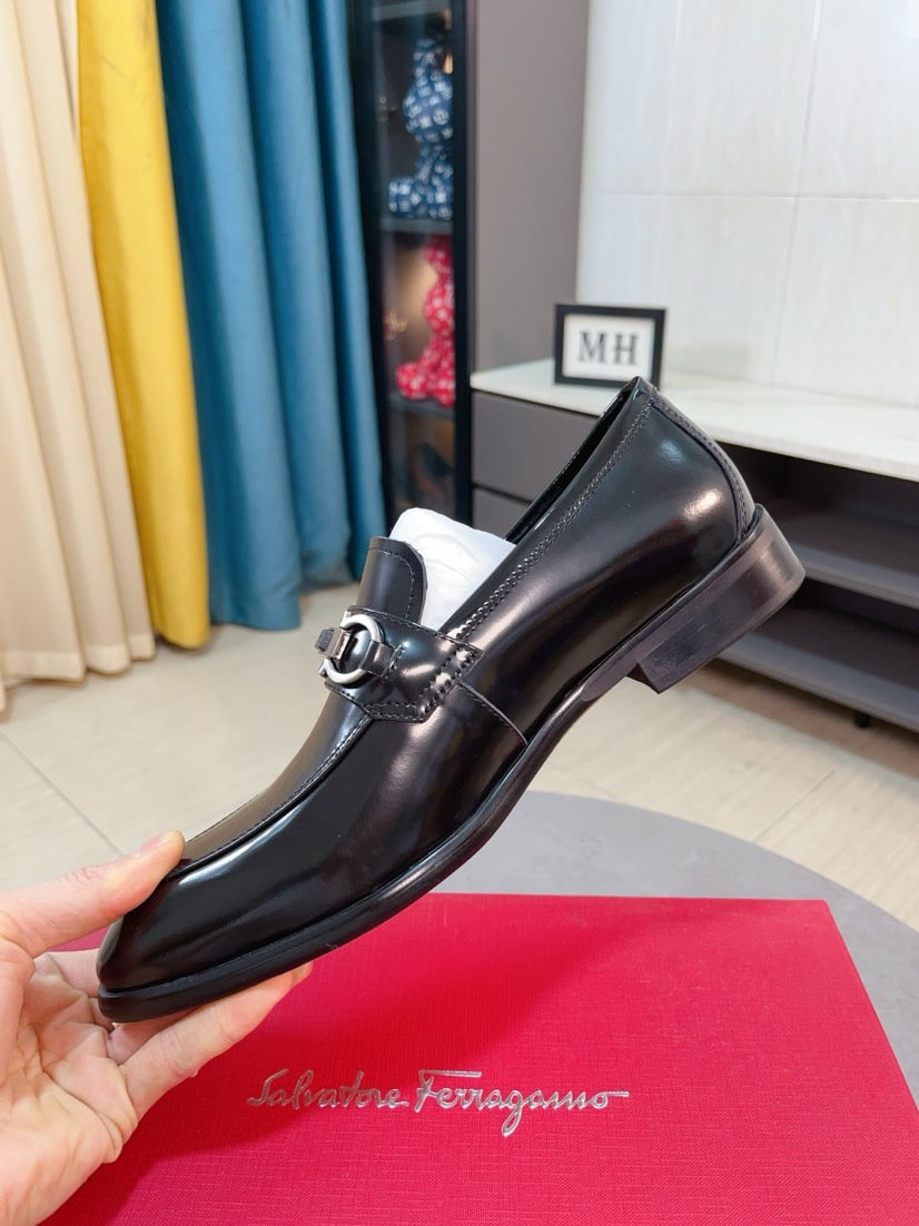 Ferragamo Leather Business Slip-On Loafers