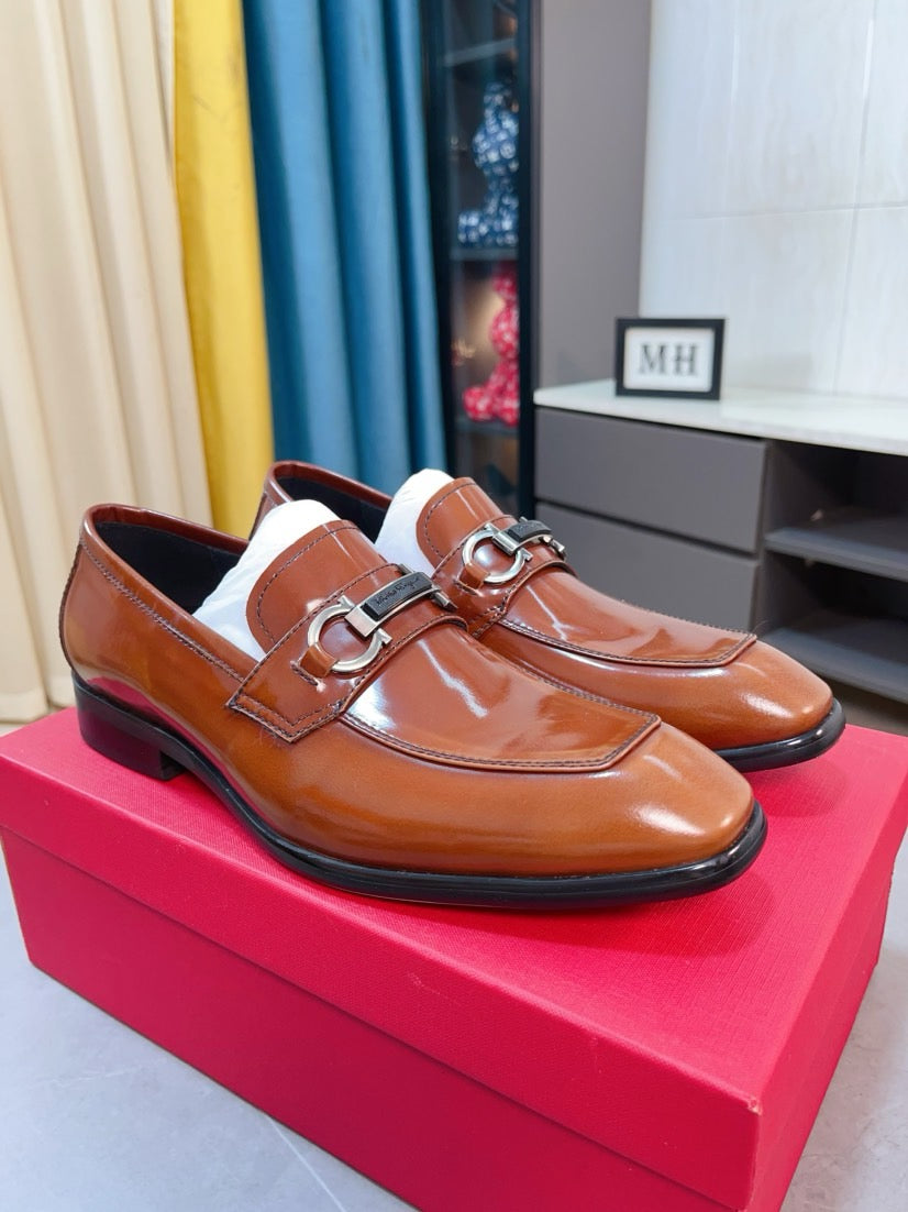 Ferragamo Leather Business Slip-On Loafers