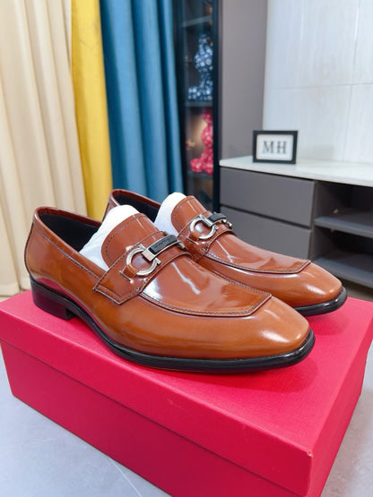 Ferragamo Leather Business Slip-On Loafers