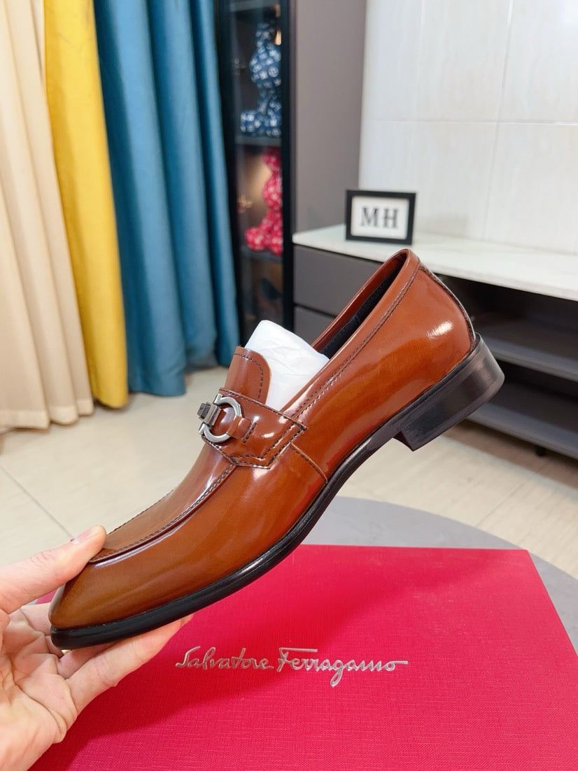 Ferragamo Leather Business Slip-On Loafers