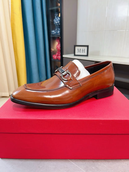 Ferragamo Leather Business Slip-On Loafers