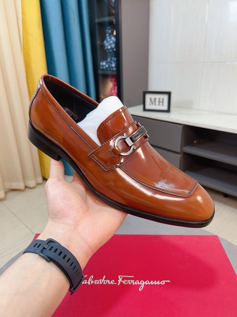 Ferragamo Leather Business Slip-On Loafers