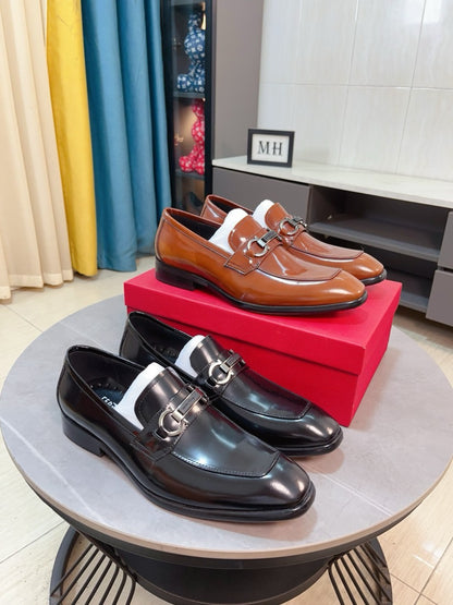 Ferragamo Leather Business Slip-On Loafers