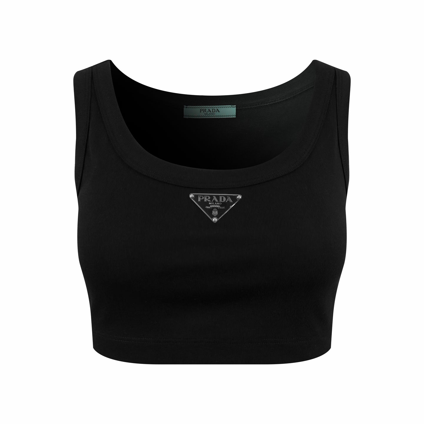 Prada Triangle Logo Cropped Tank Top