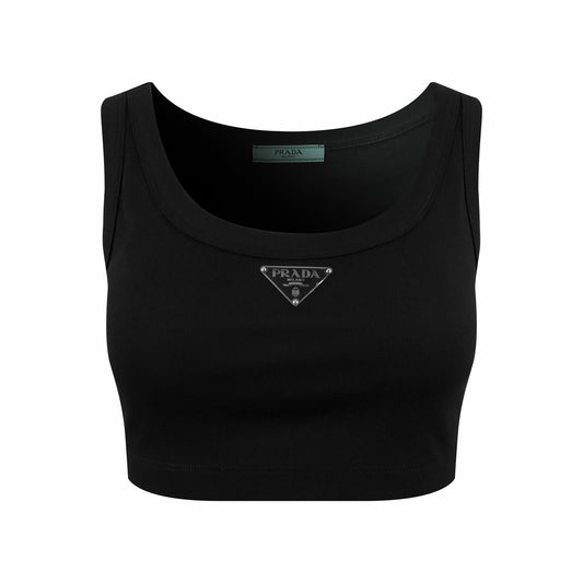 Prada Triangle Logo Cropped Tank Top