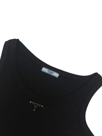 Prada Triangle Logo Cropped Tank Top