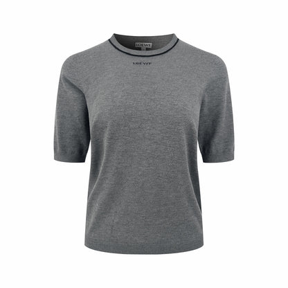 Loewe Jacquard Short-Sleeve Wool Sweater