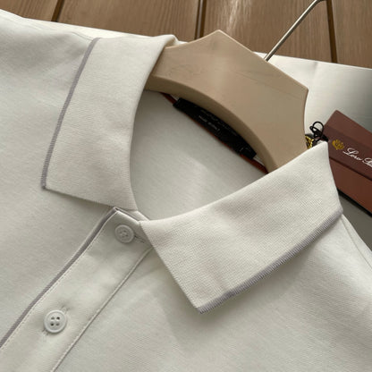 Loro Piana Embossed Embroidery Ice Silk Polo Shirt – 2026SS