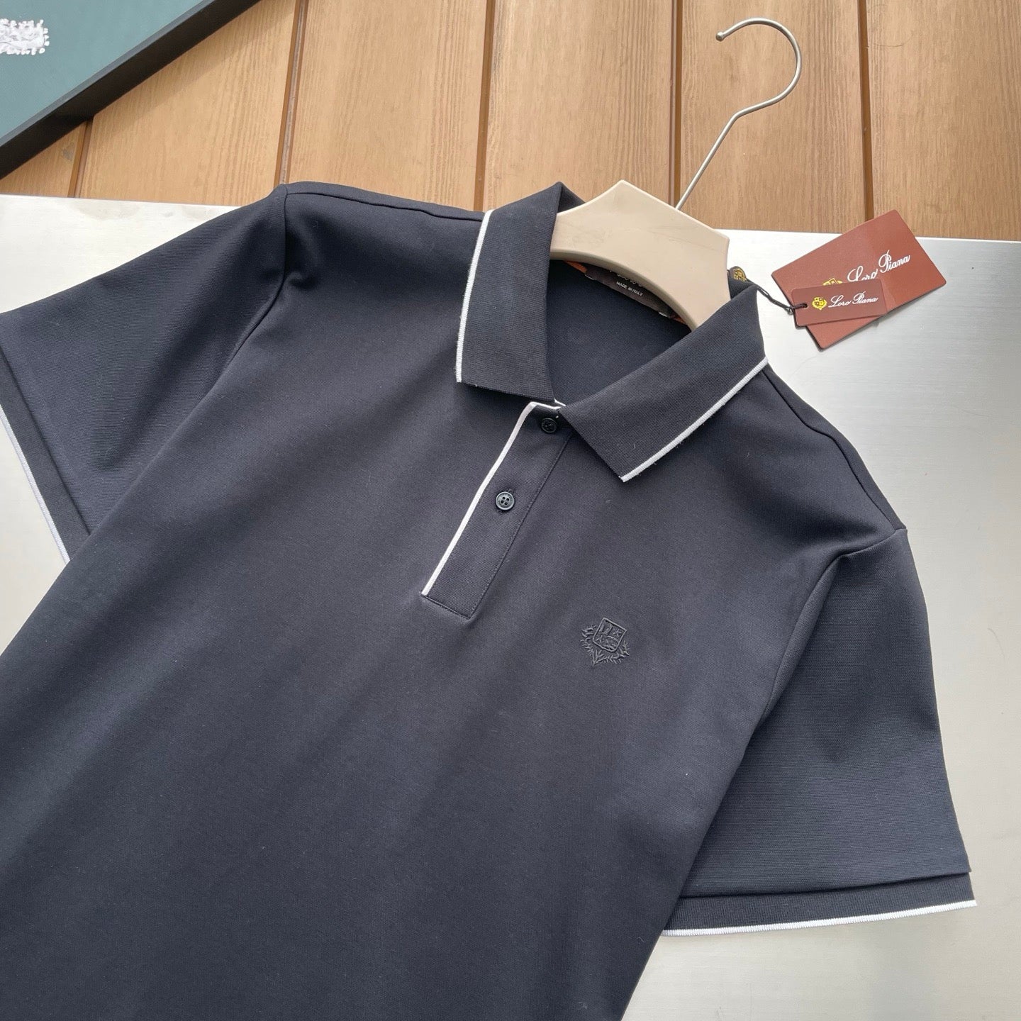 Loro Piana Embossed Embroidery Ice Silk Polo Shirt – 2026SS