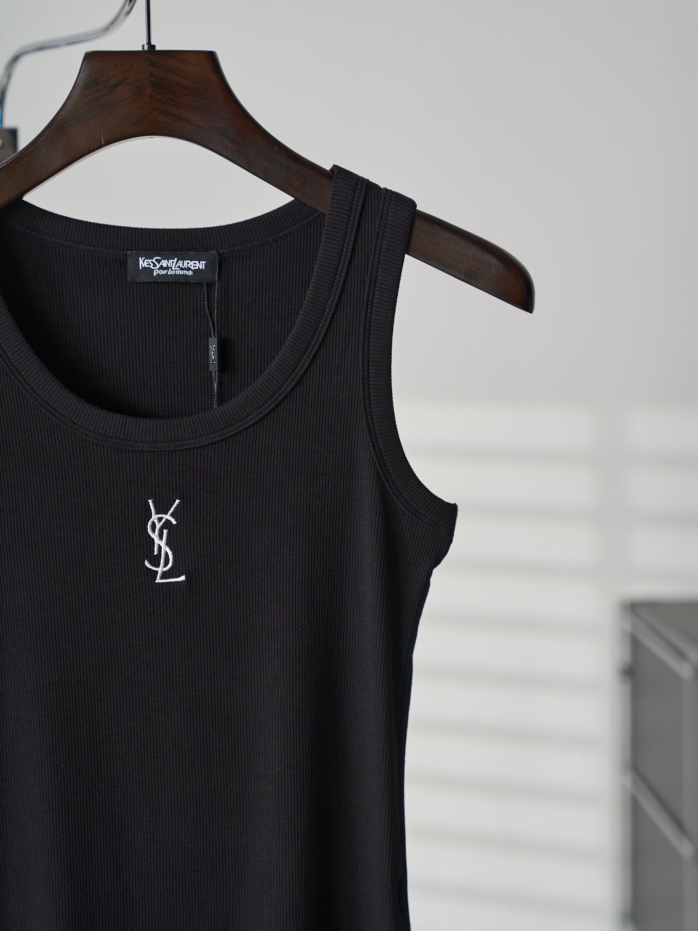 Saint Laurent YSL Embroidered Stretch Tank Top