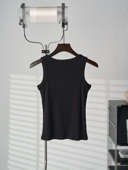 Saint Laurent YSL Embroidered Stretch Tank Top