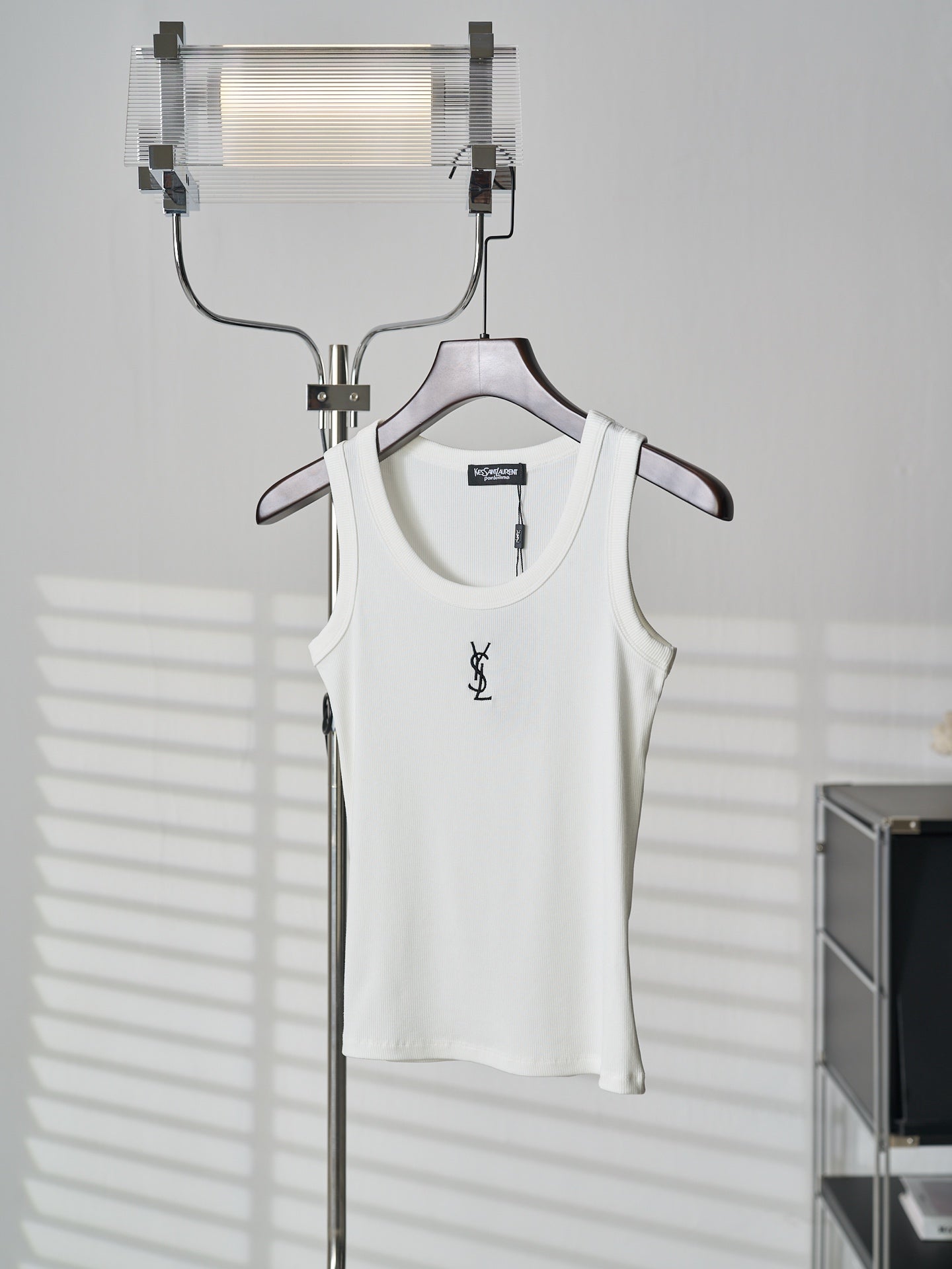 Saint Laurent YSL Embroidered Stretch Tank Top