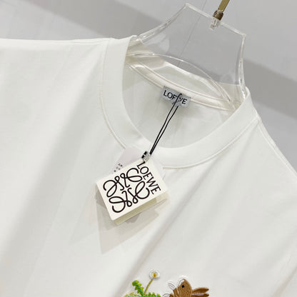 Loewe Rabbit Embroidery Mercerized Cotton T-Shirt