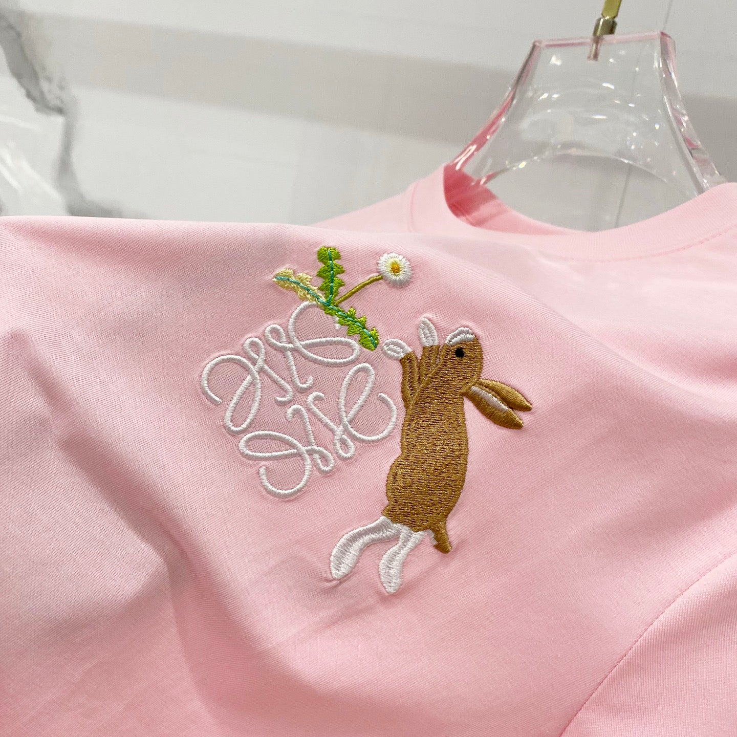 Loewe Rabbit Embroidery Mercerized Cotton T-Shirt