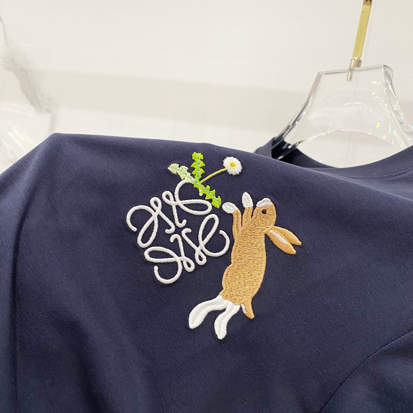 Loewe Rabbit Embroidery Mercerized Cotton T-Shirt